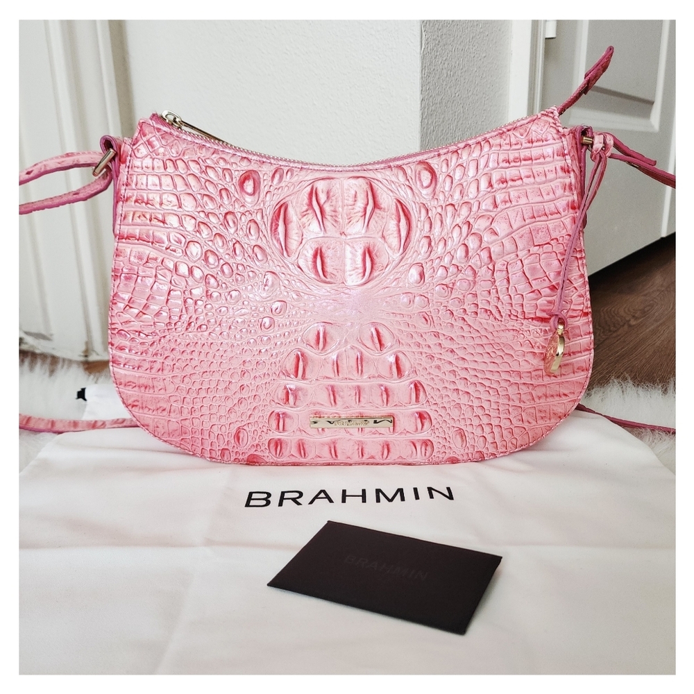 Brahmin Shayna Pink Punch Melborne Geniune Leather Crossbody